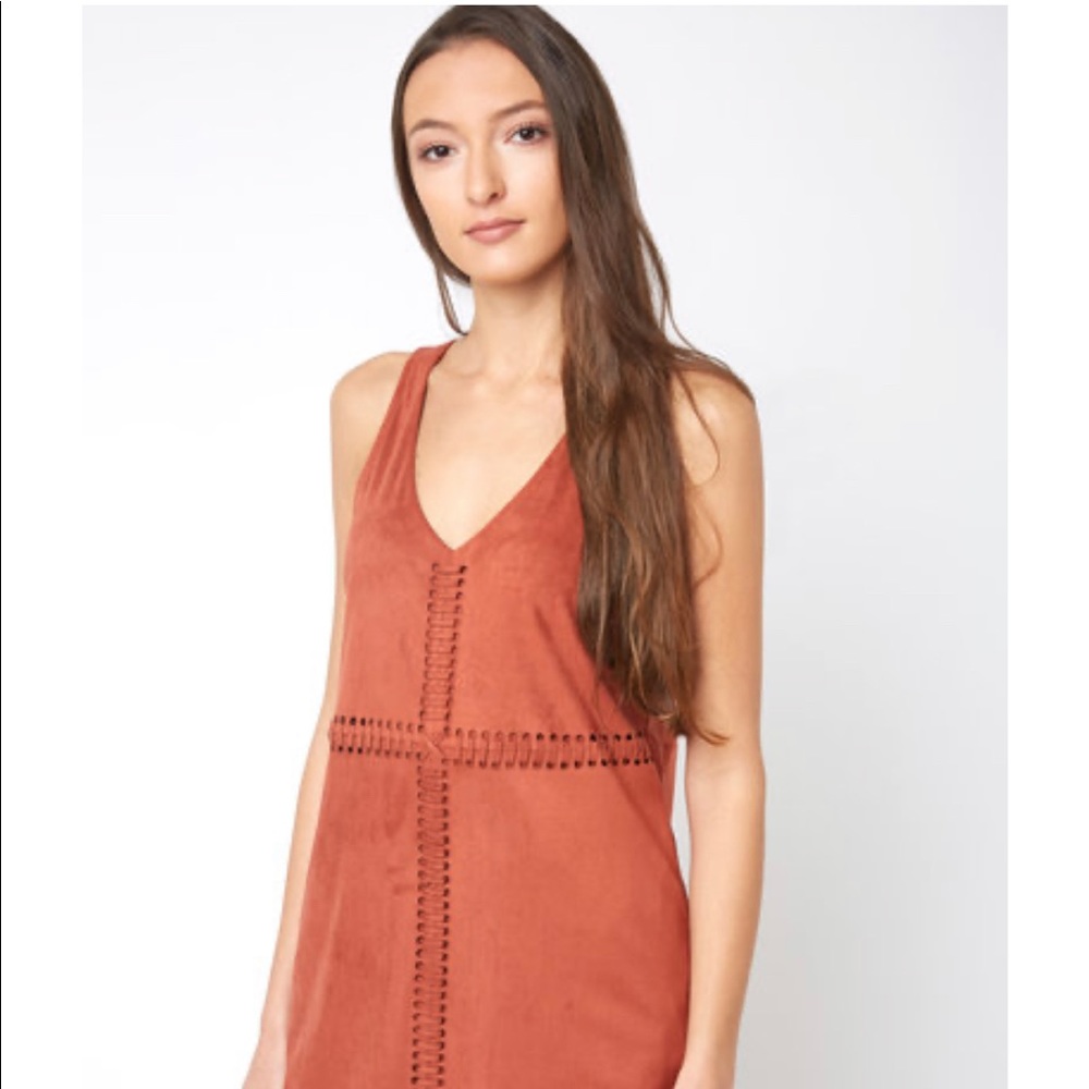 NWT Rust Black Swan Suede Dress w/detail, Sz S
